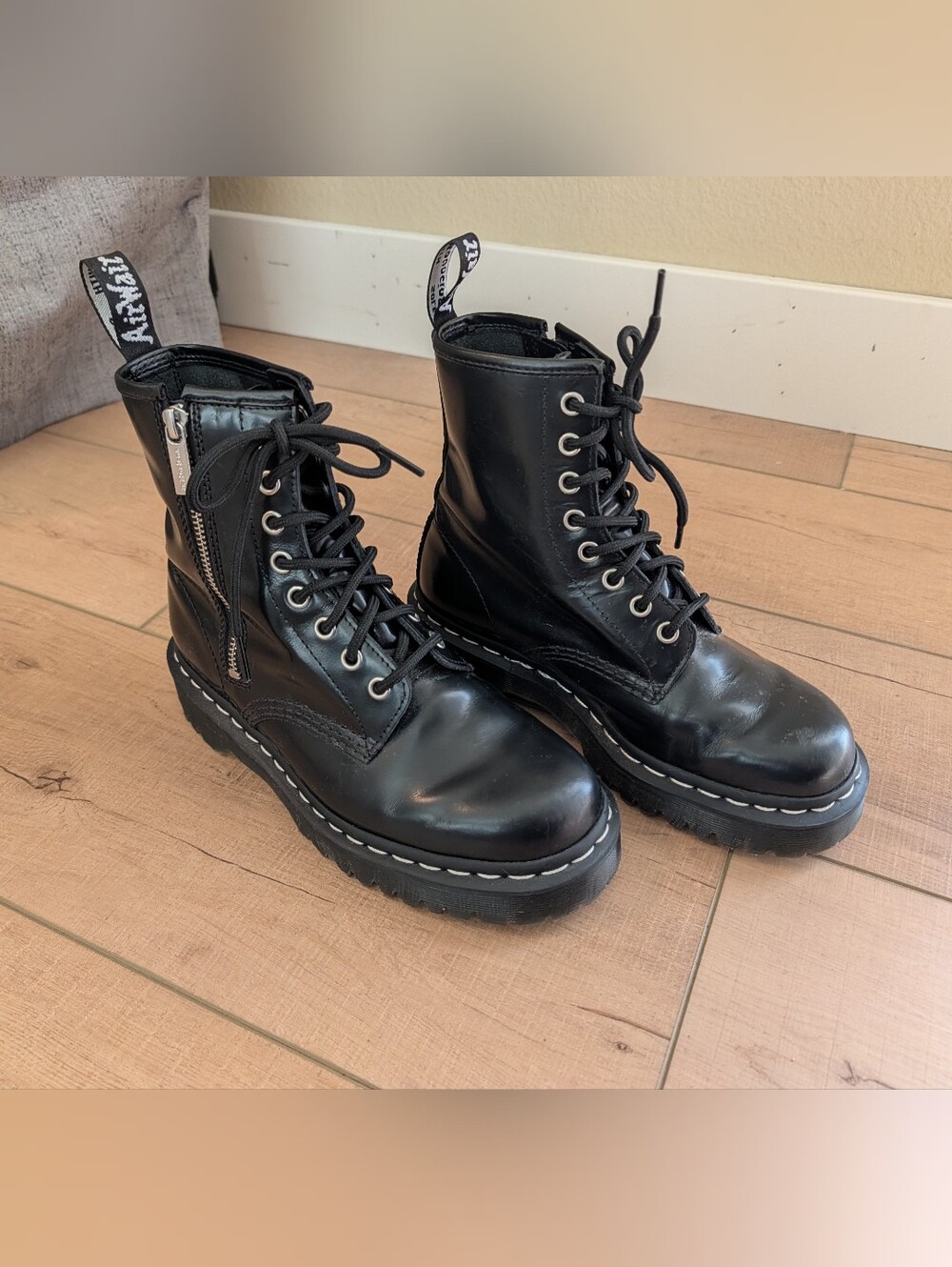 Dr. Martens 1460 Lace And Zip Smooth Leather Boots